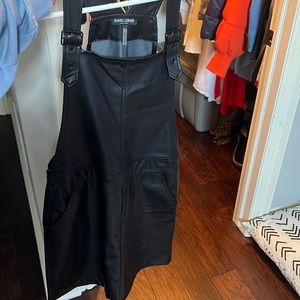David Lerner Leather Black Dress